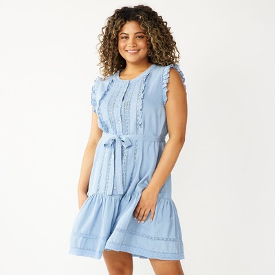 Draper james 2024 denim ruffle dress